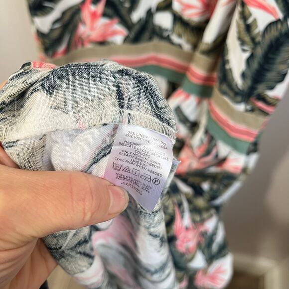LOFT Linen Blend Tropical Floral Tiered Maxi Dress Size 6 Resort Vacation - Picture 6 of 8